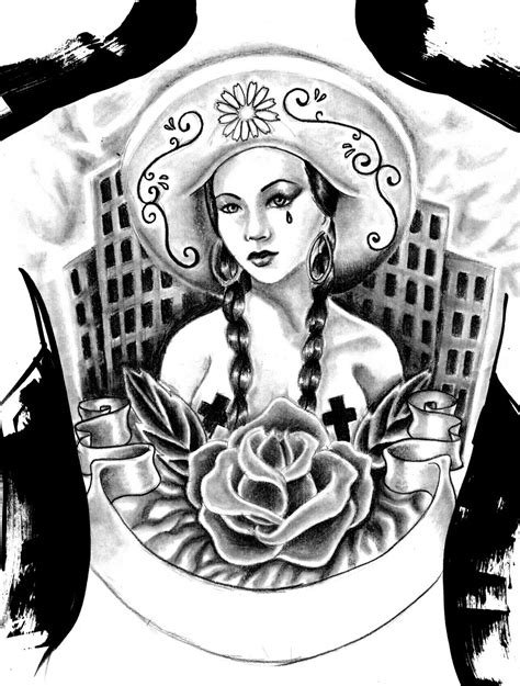 Microcosm Mexican Gangster Back Piece Tattoo Design