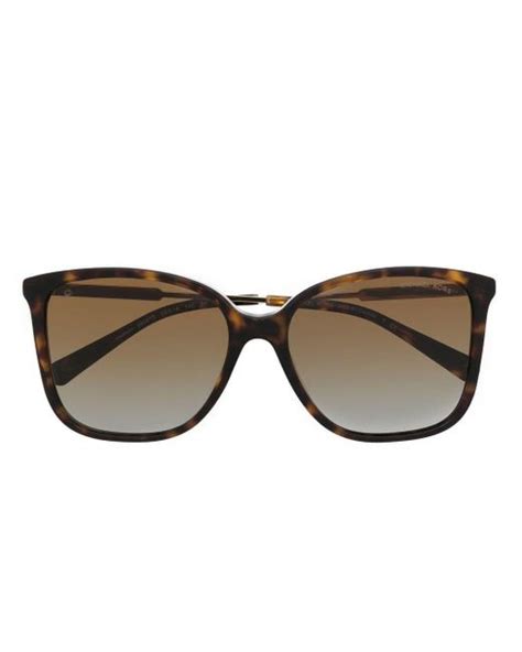 michael kors logo engraved square frame sunglasses in brown lyst uk
