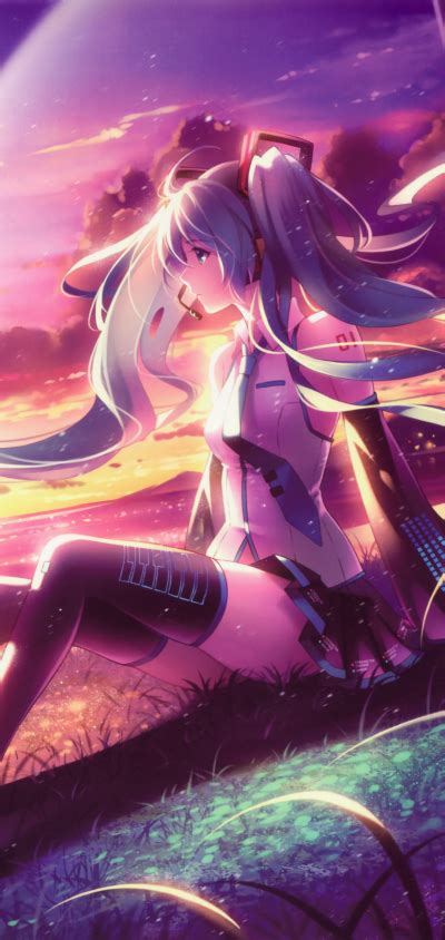 Anime Vocaloid Long Hair Sunset Hatsune Miku 1080x2280 Phone Hd