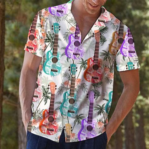 Guitar Printed Hawaiian Shirt Wowoclothes
