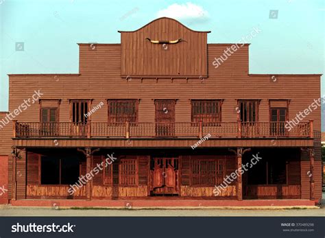 Old Wild West Desert Cowboy Town With Cactus And Saloon Stock Photo