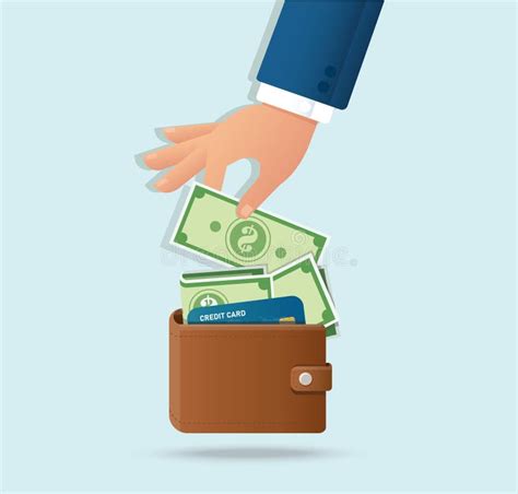 Hand Taking Out Money From Wallet Vector Illustration Stock Vector