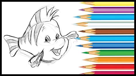 How To Draw Flounder From The Little Mermaid