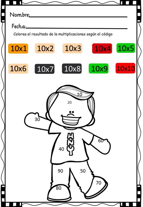 Cuaderno Para Multiplicar Y Colorear Aprendemos Las Tablas 10
