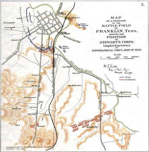 Map Of The Battle Of Franklin Showing Position Of Stewarts Troops