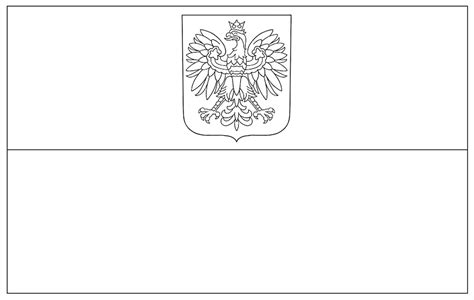 Kolorowanka Flaga Polski z godłem Rzeczypospolitej Polskiej Drukuj
