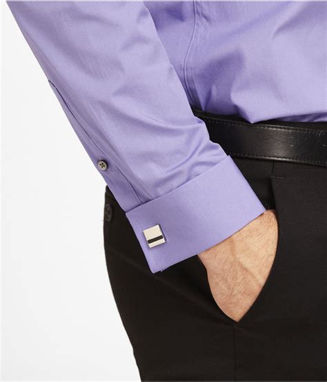 Express Modern Fit 1mx French Cuff Shirt In Purple For Men Hot Violet