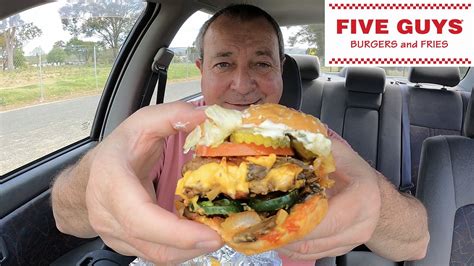 Five Guys Bacon Cheeseburger Fully Loaded Oz Style Youtube
