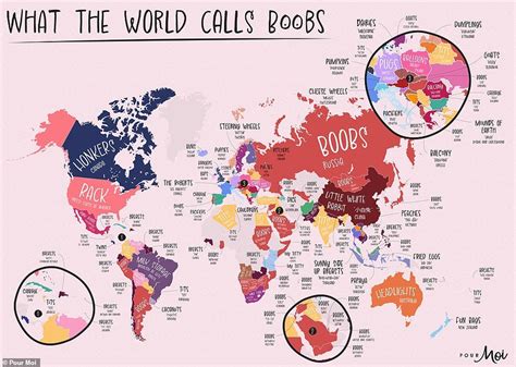 Fascinating Maps Reveal The Most Used Nicknames For Breasts Around The World Ny Breaking News