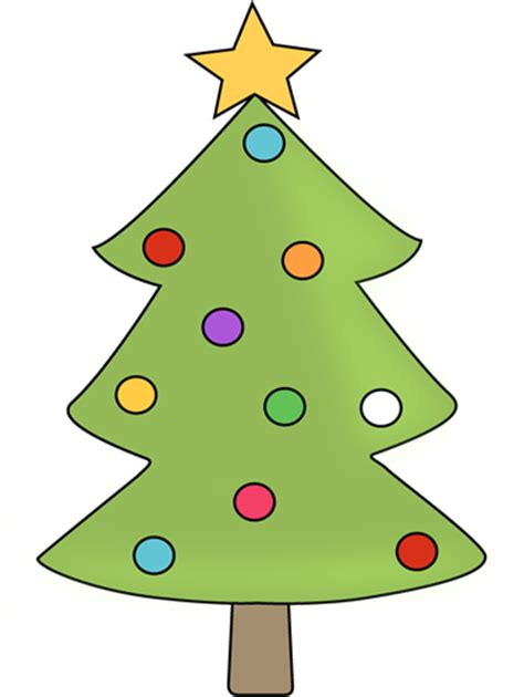 Christmas Tree with Colorful Ornaments Clip Art - Christmas Tree with Colorful Ornaments Image