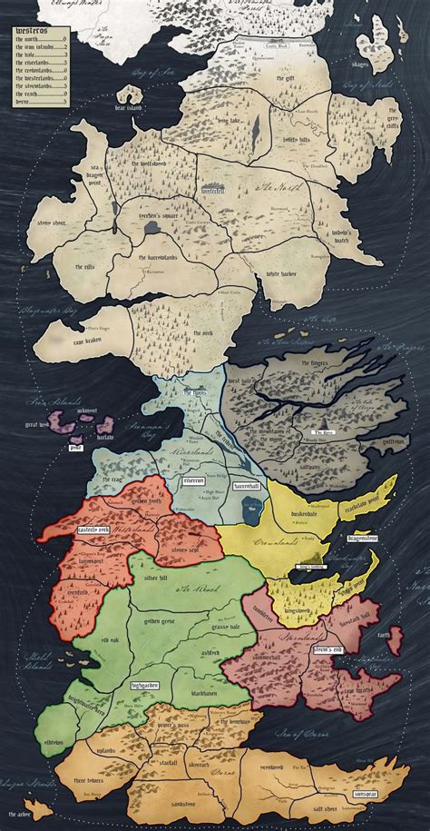 Westeros Map By House Schets Kaarten Miniature