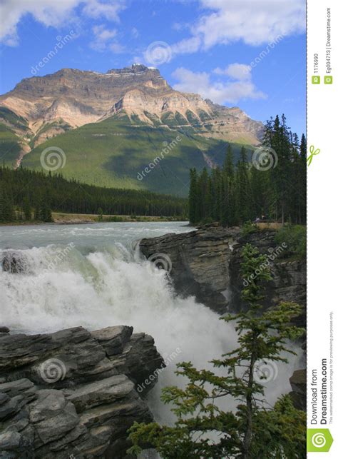 Athabasca Falls In The Canadian Rockies Along The Scenic Icefields