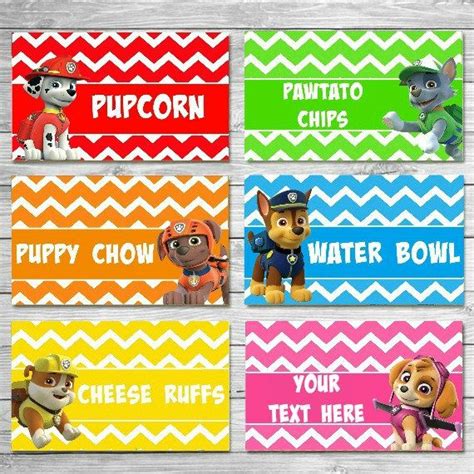 Paw Patrol Food Labels Templates Yvonne Martinelli S Coloring Pages