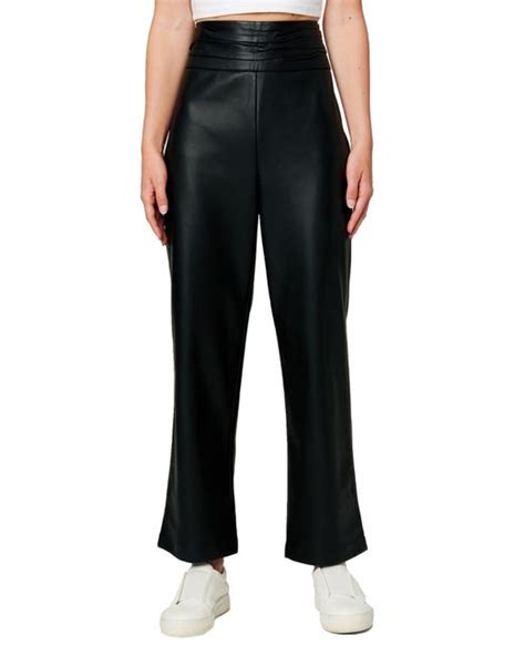 Blank Nyc Baxter Pleated Waist Faux Leather Pants In Black Lyst