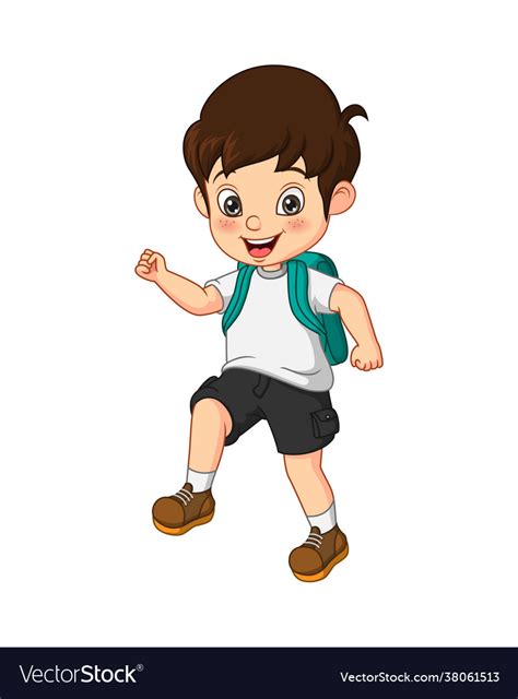 Cute Little Boy Go To School Royalty Free Vector Image