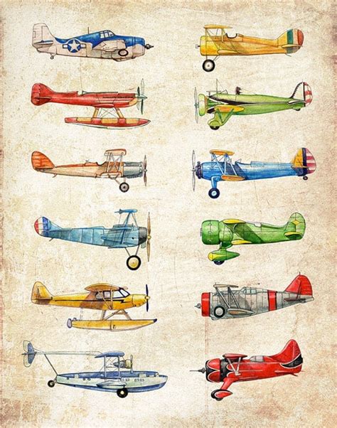 Vintage Airplane Line Art