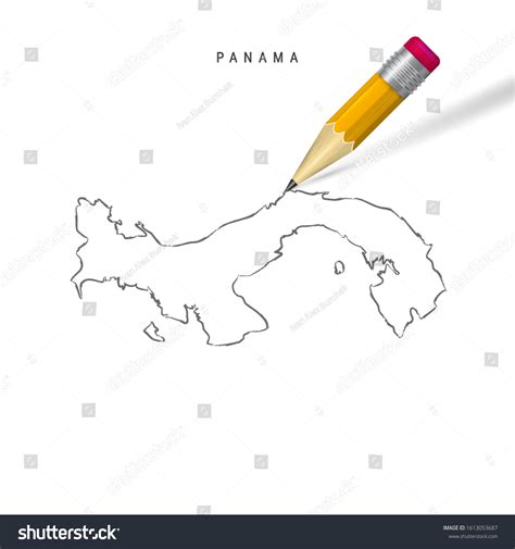 Panama Sketch Outline Map Isolated On Stock Vector Royalty Free