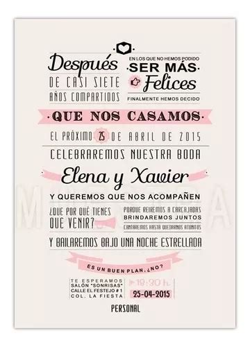 Invitaciones Para Boda Civil Personalizada Imprimela Tú Meses Sin Interés