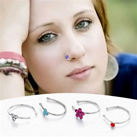 Real 100 925 Sterling Silver Nose Ring Fashion Piercing Nose Jewelry