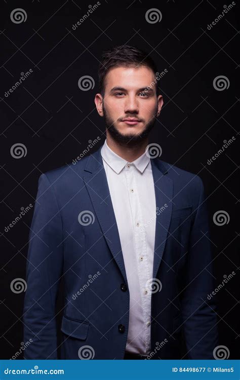 Handsome Proud Good Looking Man Suit Looking At Camera Stock Image