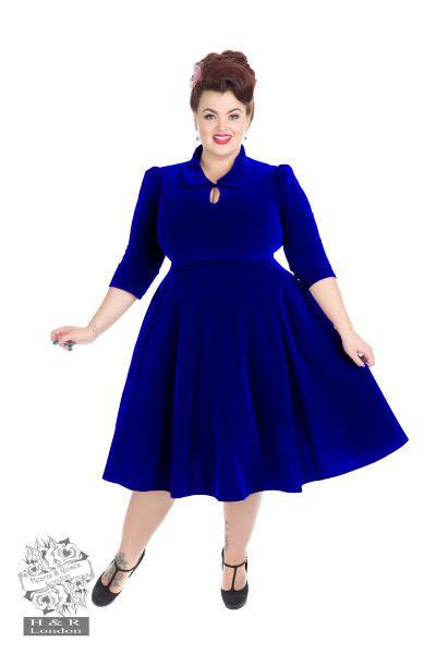 Glamorous Velvet Tea Dress In Royal Blue In Blue Hearts And Roses London