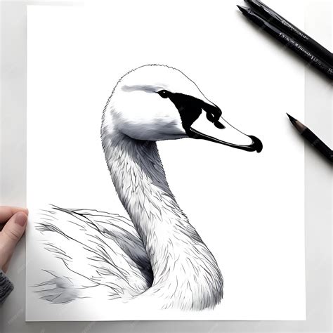 Premium Ai Image Swan Impression Swan Coloring Page Pencil Sketch