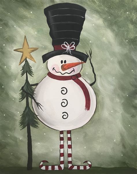 Folk Art Snowman Pinots Palette Painting