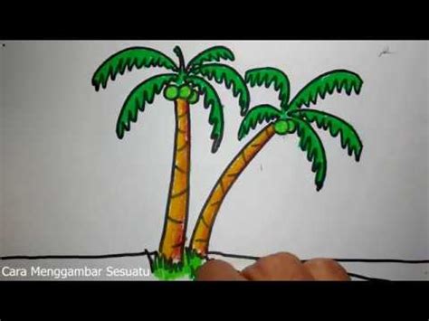 menggambar pohon kelapa youtube