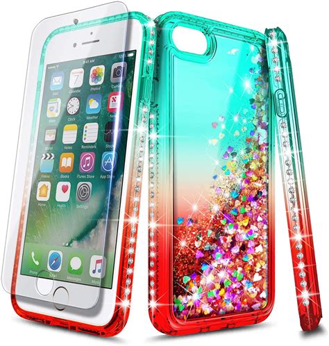 Iphone Se 2020 Case Iphone 8 7 6s 6 Case With Tempered Glass Screen Protector Nagebee Glitter