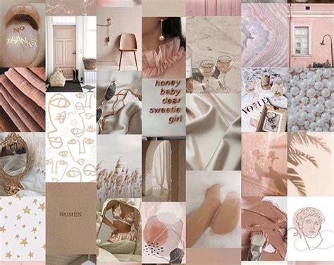Peachy Pink Collage Kit Wall Collage Valentine Wall Art Aesthetic