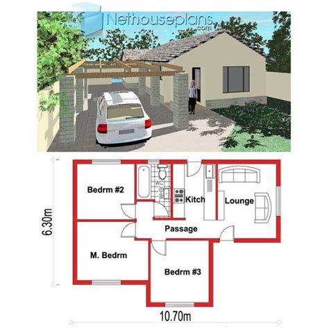 3 bedroom house plan with one side firewall is featured today to address lots with narrow frontage. House Plans PDF Download 70.8sqm | Home Designs ...