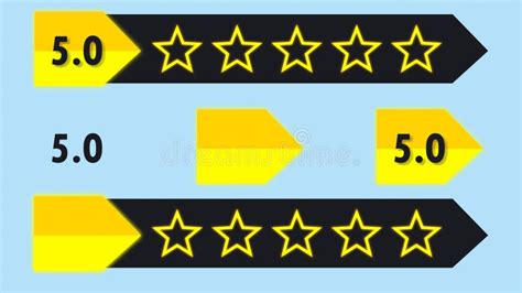 Set Of Five Star Rating Five Star Feedback 5 Star Reviews Stock