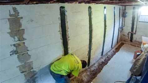 Basement Wall Stabilization With Carbon Fiber Kevlar Straps Time Lapse