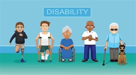 Disability People Cartoon Character Vector Illustration Stock