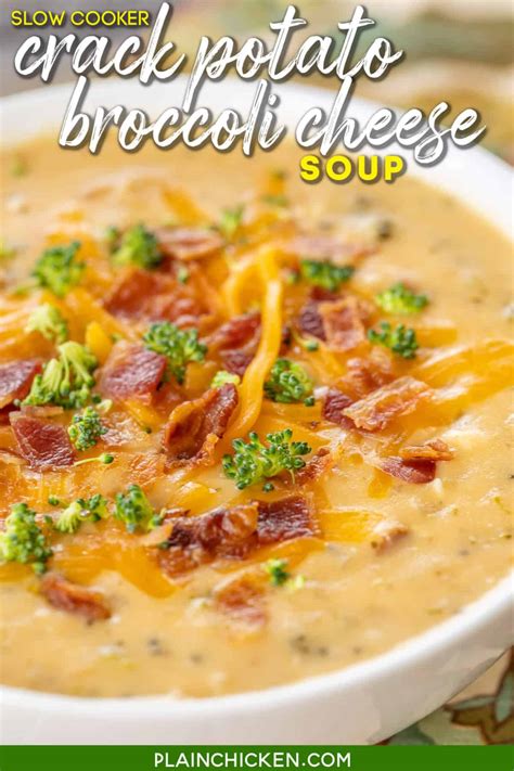 Slow Cooker Crack Potato And Broccoli Cheese Soup Plain Chicken