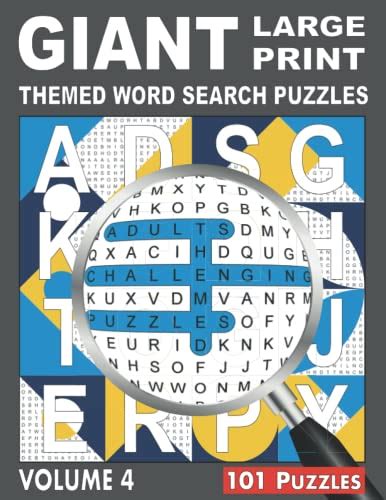 giant large print themed word search puzzles volume 4 101 challenging word hunt puzzles for