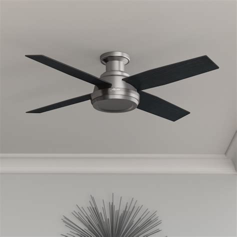Hunter Dempsey 52 In Brushed Nickel Indoor Flush Mount Ceiling Fan With