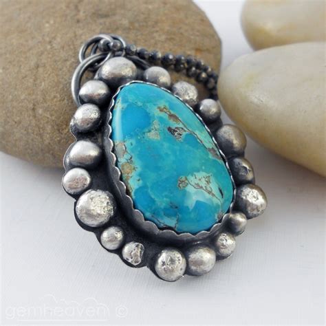 Sterling Silver And Kingman Turquoise Necklace With Hallmark