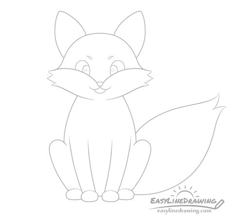 How To Draw A Fox Step By Step Easylinedrawing