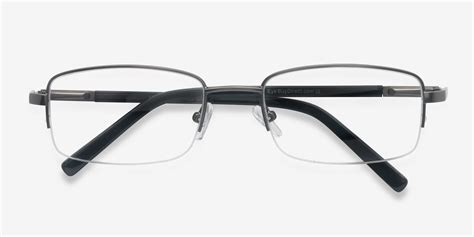 hiro rectangle gunmetal semi rimless eyeglasses eyebuydirect canada