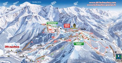 This map shows pistes, skilifts, cable cars, beginner zones, information centers in chamonix. Les Houches Piste Map / Trail Map