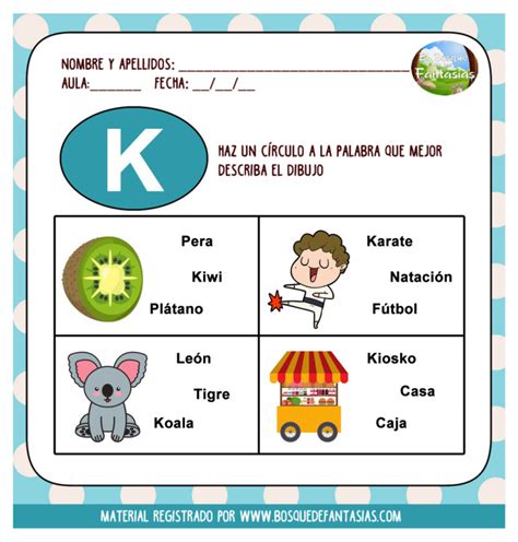 Vocabulario Letra K Juegos Infantiles