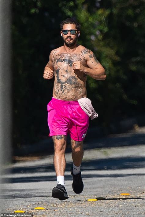 Shia Labeouf Revealed His Heavily Tattoo Torso As He Goes Shirtless For