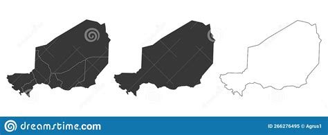 Set Of 3 Maps Of Niger Vector Illustrations Stock Vector