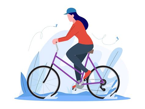 Woman Riding A Vintage Bicycle Illustration 2268091 Vector Art At Vecteezy