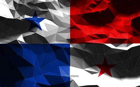 Download Wallpapers 4k Panamanian Flag Low Poly Art North American Countries National