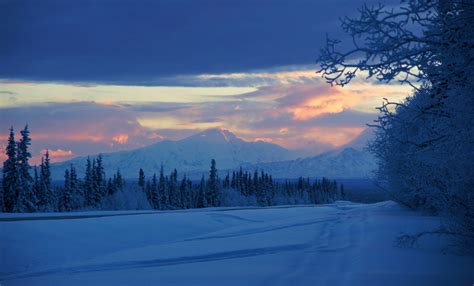 Hd Wallpaper Alaska Winter Snow Mountain Morning Sunrise