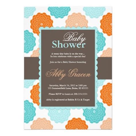 A bridal shower is considered as a celebration of the bride's decision to finally tie the knot, leaving behind her single life. Neutral Baby Shower Invitation, Orange, Aqua, 976 Invitation | Zazzle.com | Baby shower ...