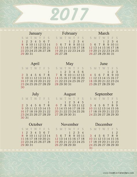 Free Printable Calendar 2017