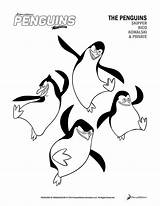 Penguins Coloring Madagascar Printable Activity sketch template